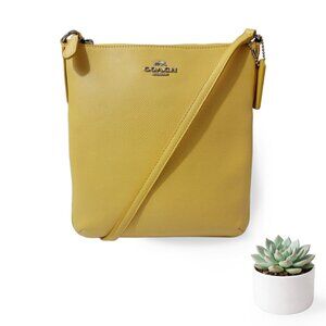 COACH Butter Yellow Pebbled Leather Crossbody File Bag